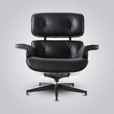Classic Eames Style Lounge Chair and Ottoman - All Black | Ebony Ash Wood